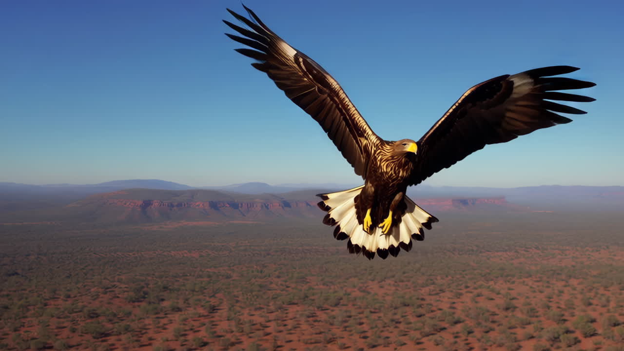 Eagle Soaring Above a Desert Landscape