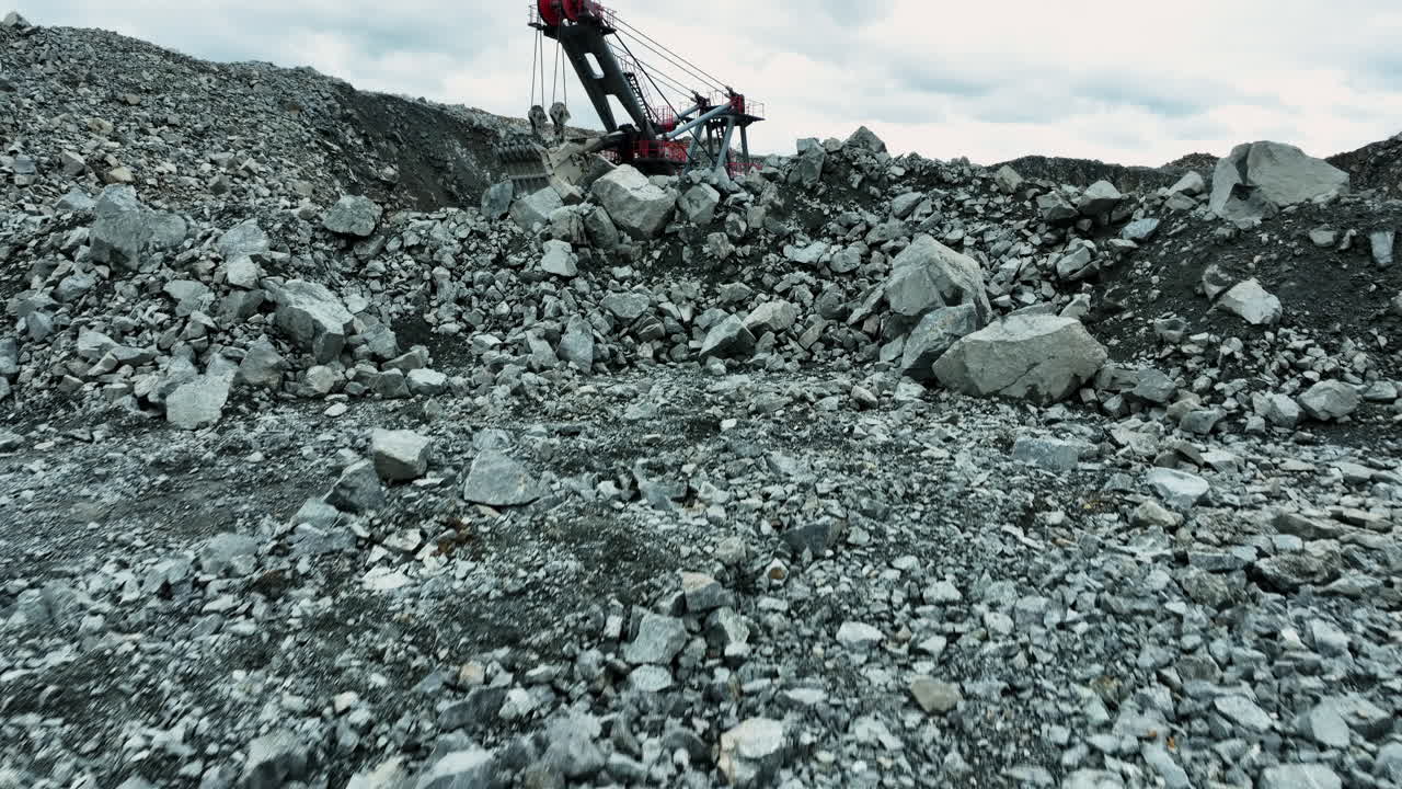 Mining operation with truck and excavator