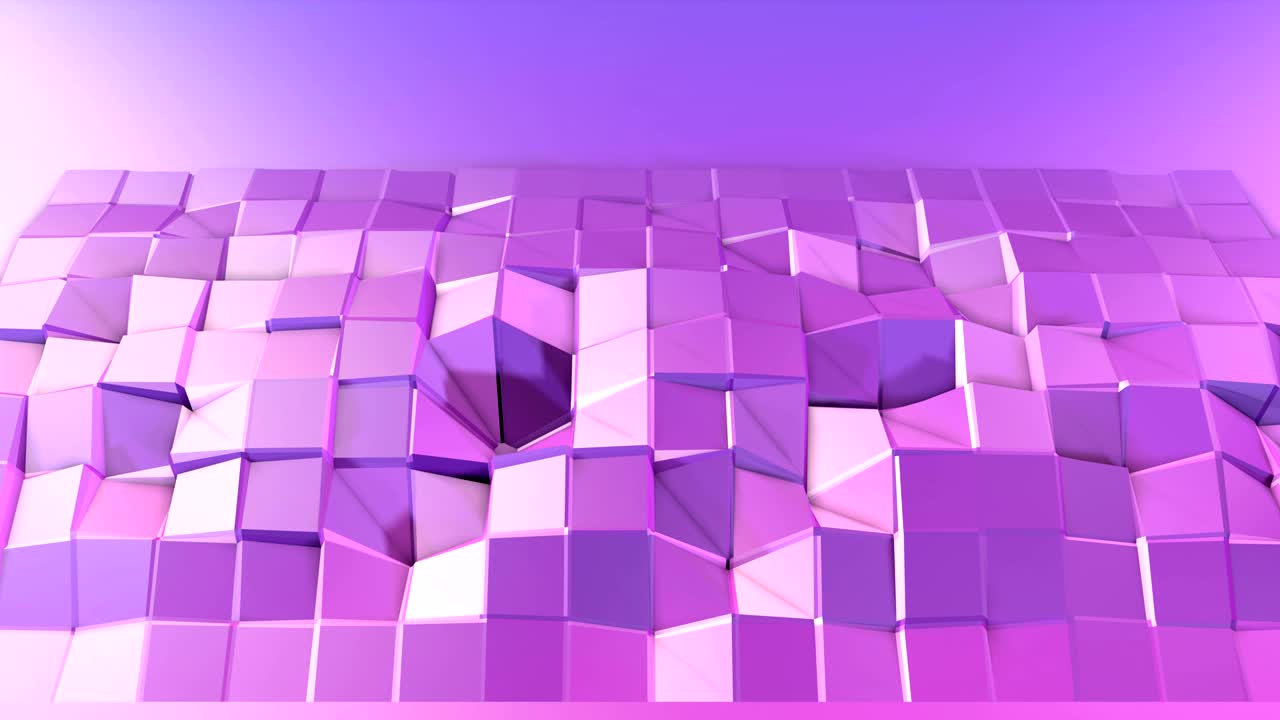 animación de fondo de baja poli 4k en bucle. animación 3d sin costuras en estilo moderno geométrico de baja poli con colores de gradiente. fondo creativo simple. plano violeta v2 con espacio de copia
