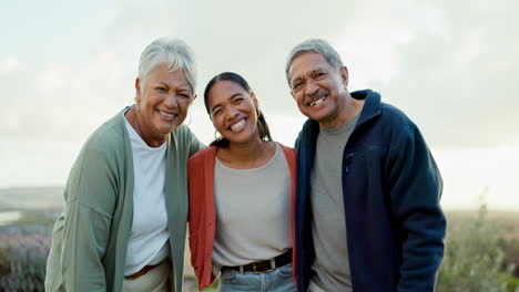 Happy,-smile-and-face-of-woman-with-her-parents