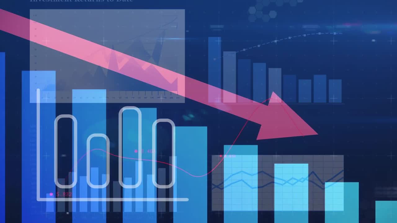 파란색 배경에 있는 데이터 처리의 애니메이션