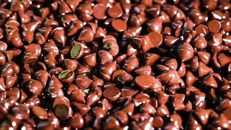 close-up view of moving chocolate chips