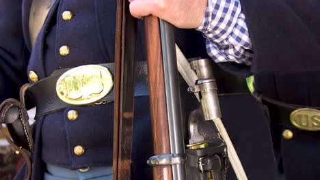 close up of union solders and weapons united states civil war