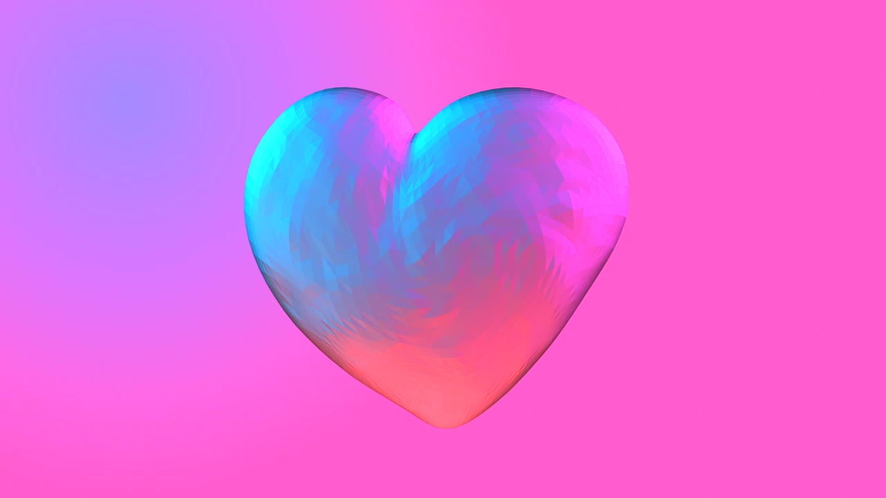 빛나는 자외선 심장을 가진 네온 배경, 성 발렌타인 데이 이벤트, 3d 렌더링 loopable 애니메이션 4k