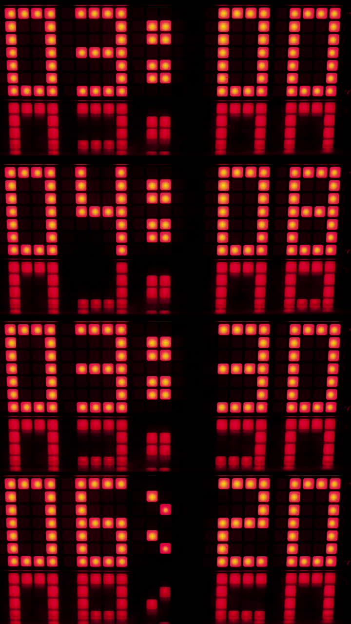 números de conteo, tiempo e información de código en vertical