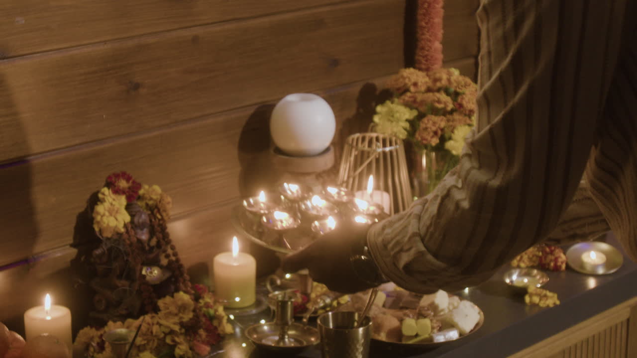 Diwali Celebrations with Candles and Decorations