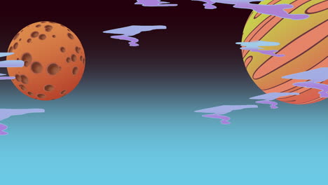 cartoon animation background with moon in space 2