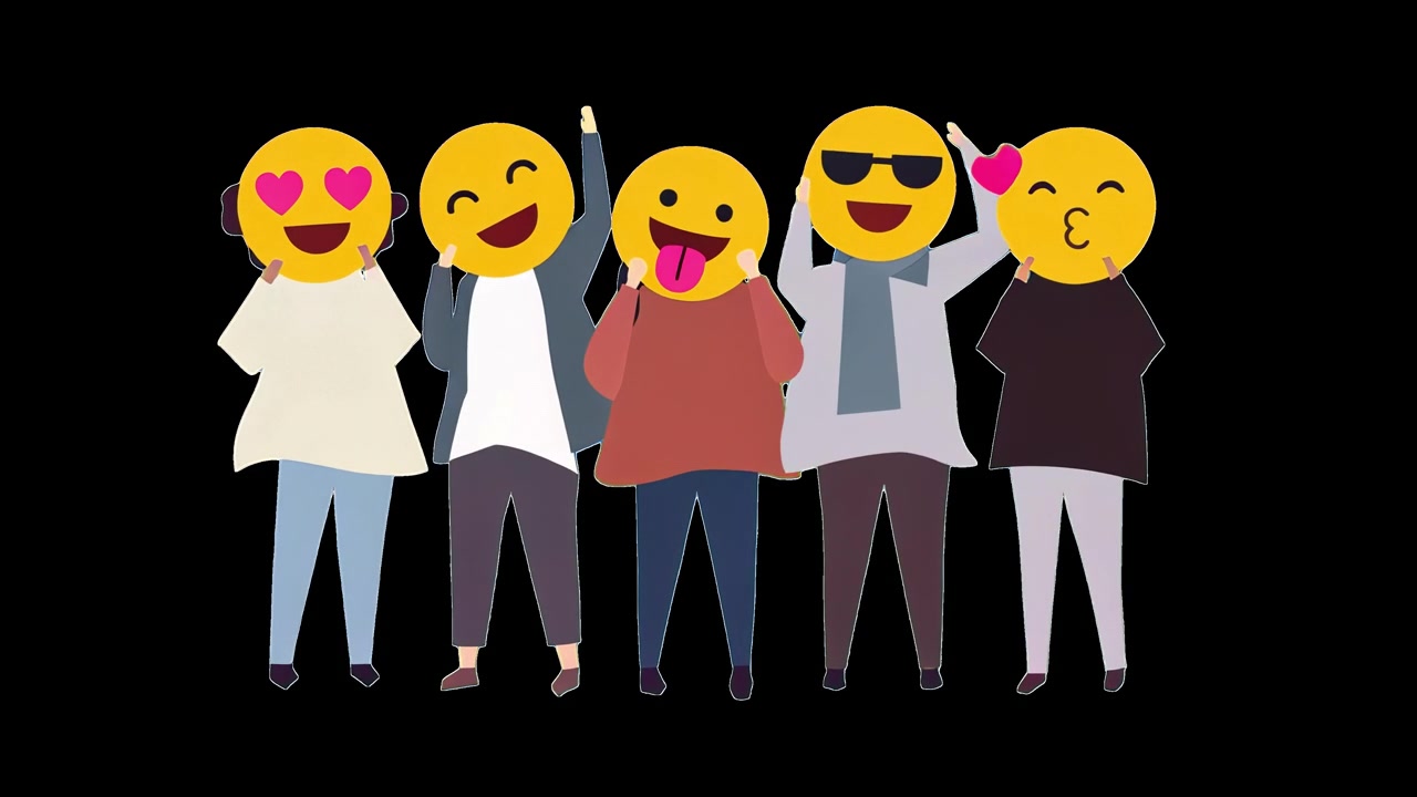 Group of People Holding Emoji Masks Over Their Faces