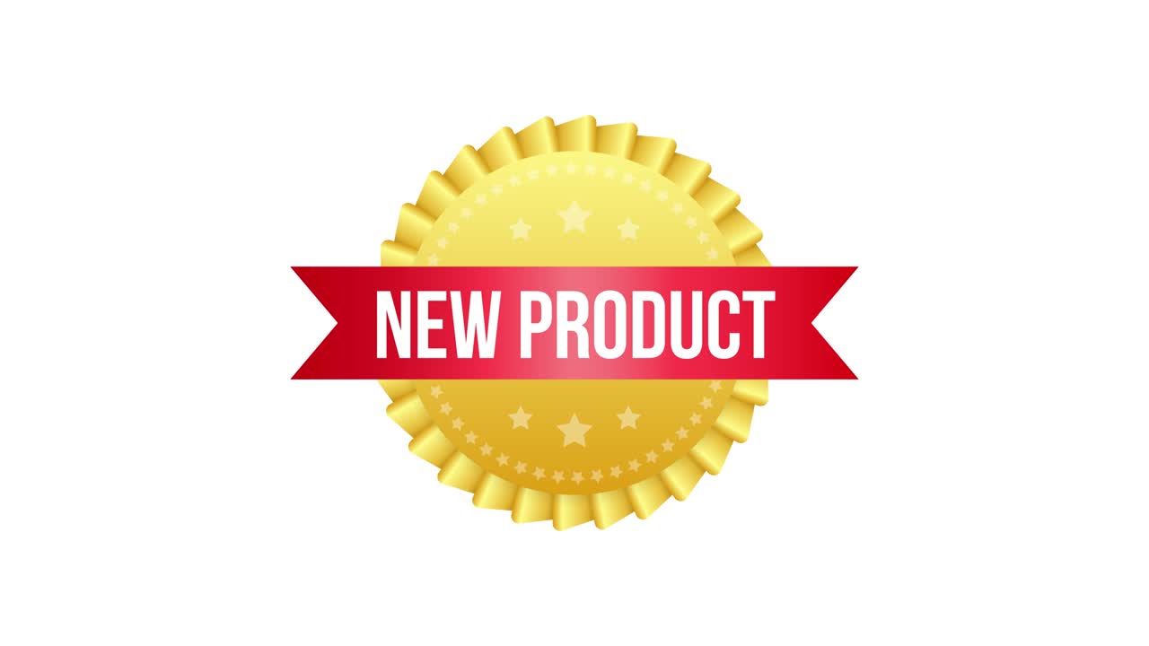New product on gold label. Product promotion, sale. Banner sale. Motion graphics.