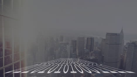 animación del procesamiento de datos sobre el paisaje urbano