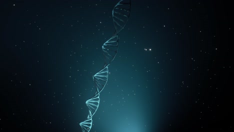 3d rendered animation of rotating dna molecule on blue background. genetics concept