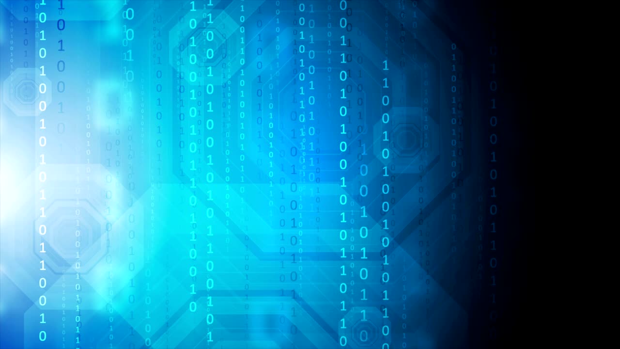 animación de video de tecnología azul oscuro con código binario