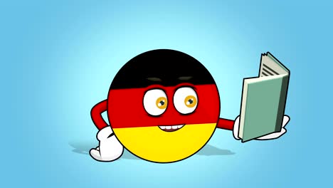 cartoon icon flag federal republic of germany read book with face animation