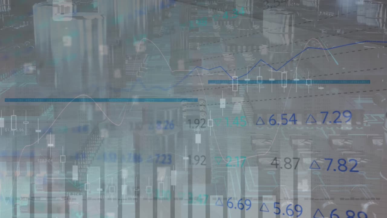 animación del procesamiento de datos a través de servidores informáticos
