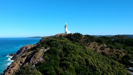 aerial view of seaside lighthouse in byron bay, australia