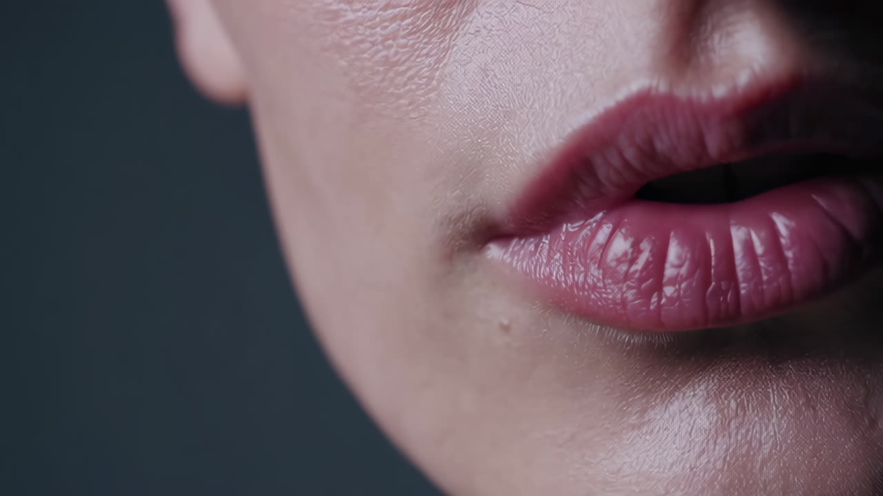 여자 입술의 클로즈업
