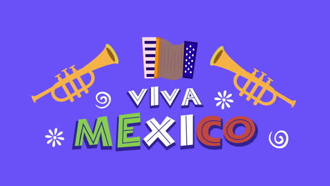 viva mexico animation with musical instruments