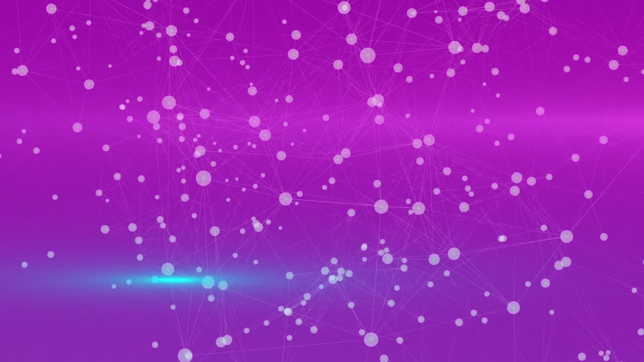 animación de una red brillante de conexiones que se mueve sobre un fondo rosado