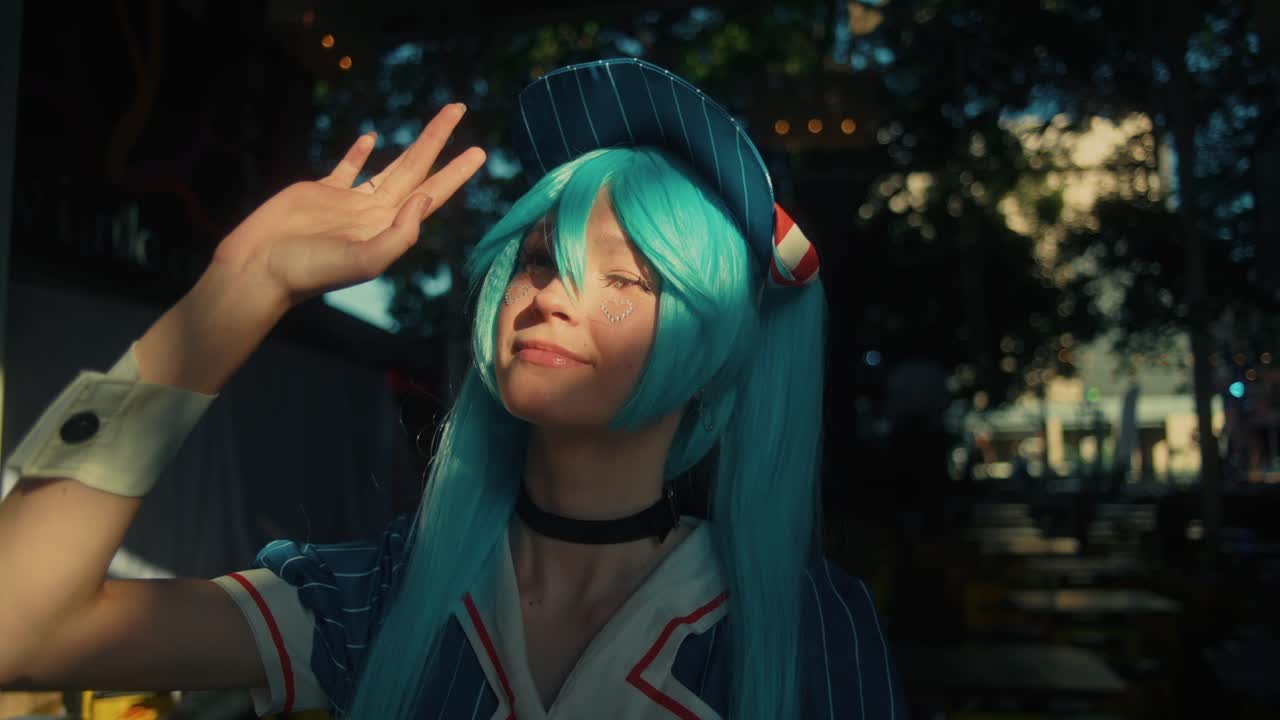 Cosplayer dressed as Hatsune Miku