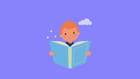 niño pequeño leyendo un personaje de libro