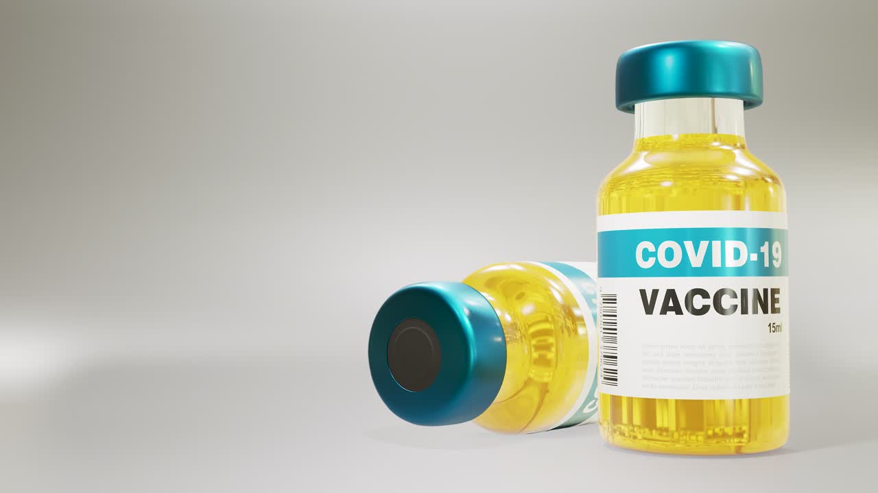 vacuna coronavirus ncov virus bucle sin costuras girando covid-19 fuera del centro negro y blanco