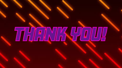 thank you! text animation over diagonal glowing lines on dark background