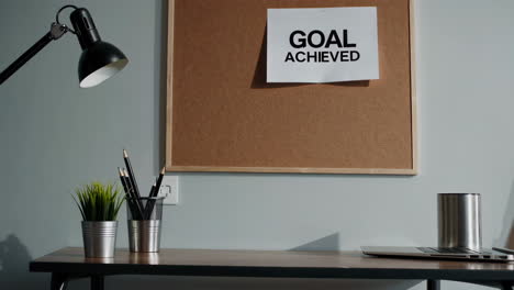 organized workspace with goal achieved