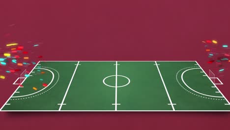 animación de chispas sobre el estadio sobre fondo rojo.