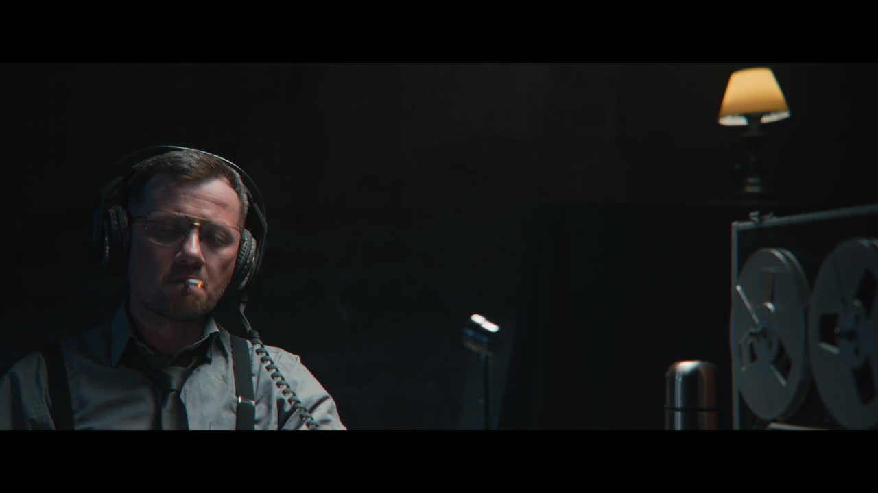 An intelligence officer listens to the wiretap recordings