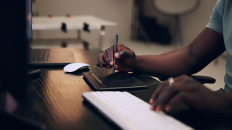 graphic designer using a digital tablet