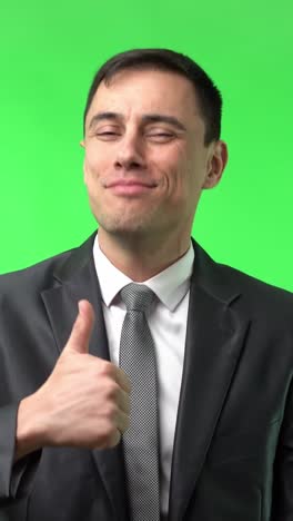 businessman relaxing and smiling on green screen