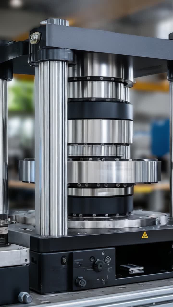 Equipo industrial de alta precisión con mecanismo rotatorio: una vista de primer plano de ingeniería compleja y diseño innovador en fabricación avanzada.