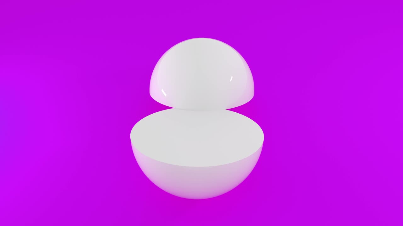 절반으로 회전하는 추상적인 3d 구. 4k 원활한 루프 애니메이션.