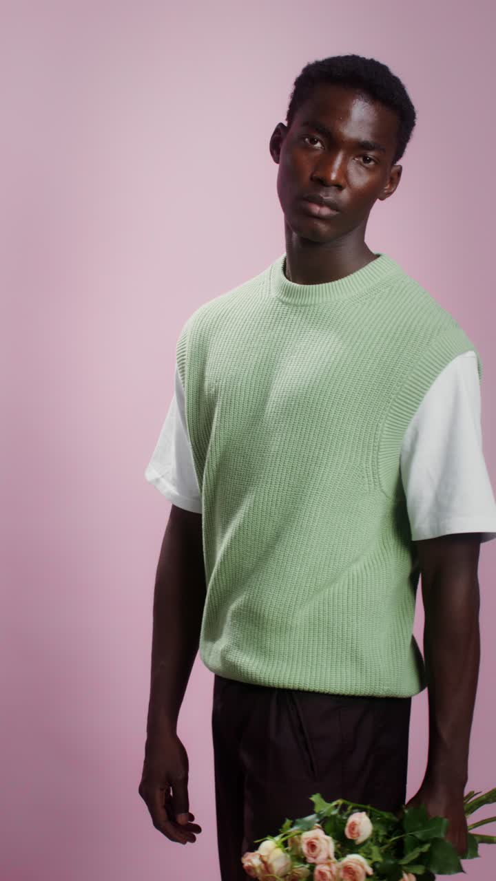 Man with Roses in Fashion Shoot