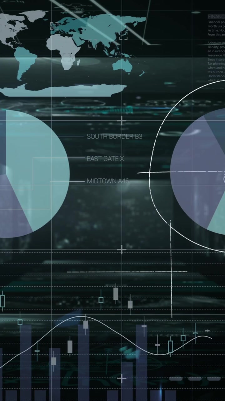 Animation of data processing over black background