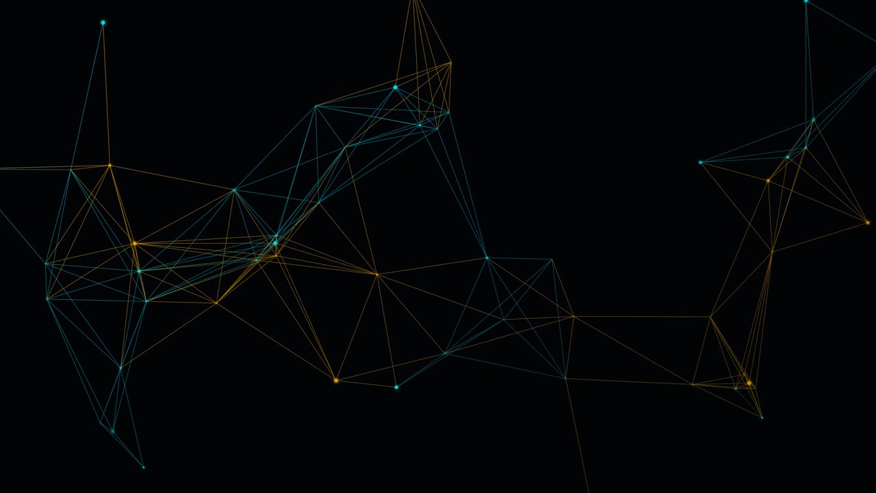 Connessione di rete digitale astratta con nodi e linee in movimento