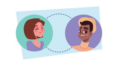 young interracial couple avatars characters animation