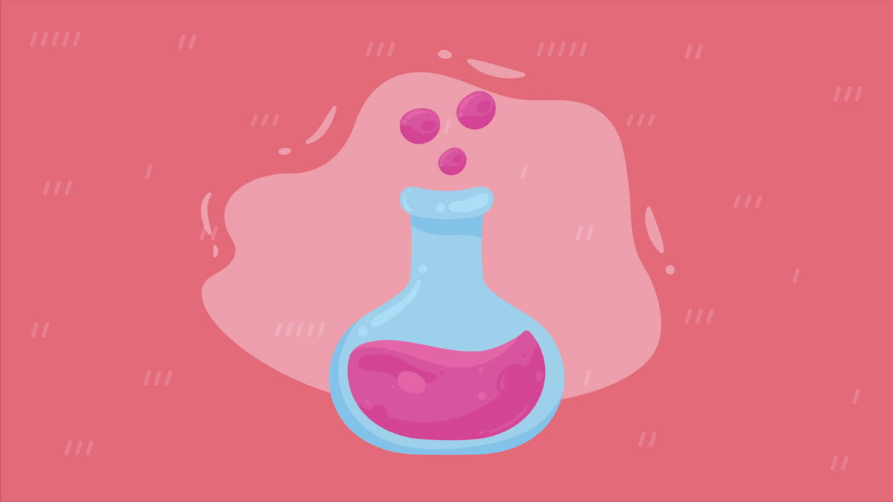 laboratory test flask with liquid animation