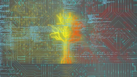 Animación-De-árbol-Y-Procesamiento-De-Datos-Sobre-Circuito-Integrado.