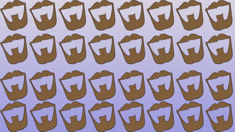 animación de bigote y barba marrones repetidos en un fondo azul