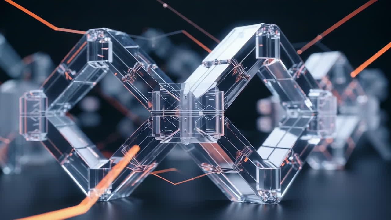 Futuristic Abstract Geometric Structure with Glowing Lines