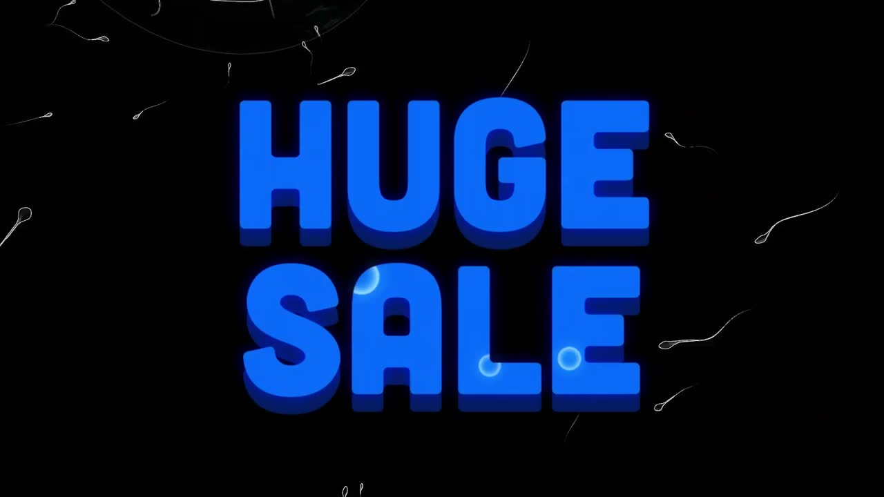 정자 세포와 원 위에 거대한 판매 텍스트의 애니메이션