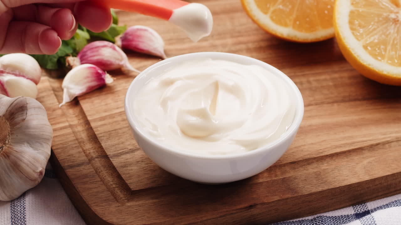 preparación de salsa de inmersión con ajo y cítricos