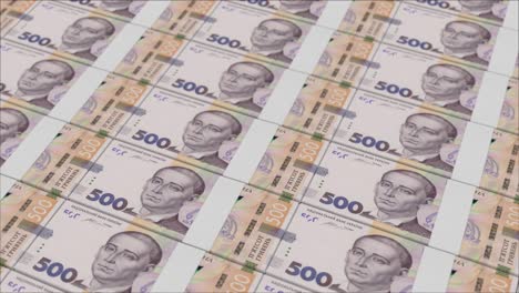 500-Billetes-De-Hryvnia-Ucraniana-Impresos-Por-Una-Prensa-De-Dinero