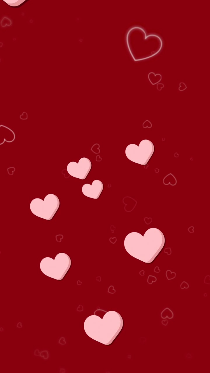 Animazione di cuori che fluttuano su sfondo rosso