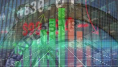 animación del procesamiento de datos financieros durante el reloj