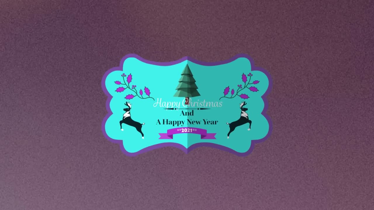 animación de felicitaciones de navidad en etiqueta sobre fondo púrpura