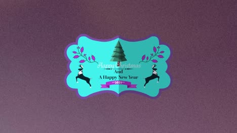 Animation-of-christmas-greetings-on-tag-over-purple-background