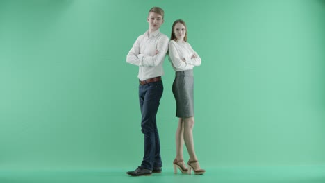 businessman looking at the camera on a green screen