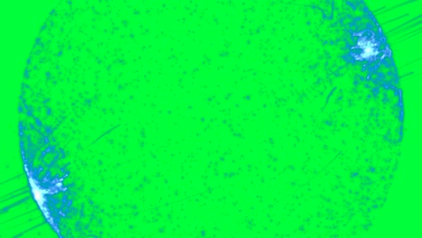 esfera abstracta con partículas de energía en pantalla verde